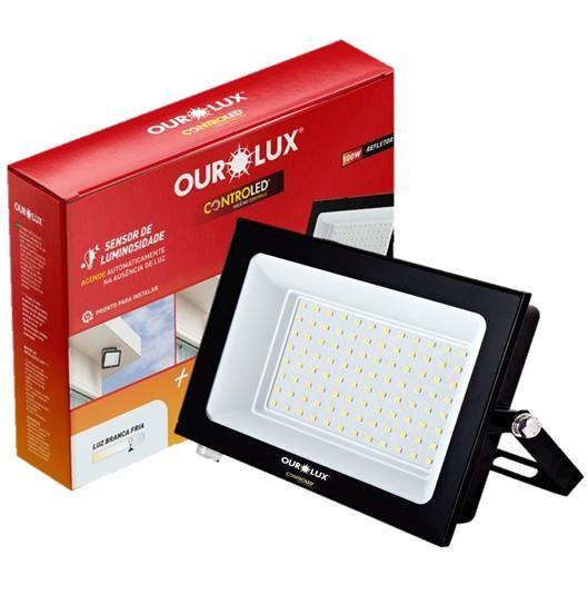 Imagem de Kit 3 Refletor Noturno 100w Sensor Luminosidade Luz Branca 6500K