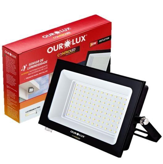 Imagem de Kit 3 Refletor Noturno 50w Sensor Luminosidade Luz Branca 6500K