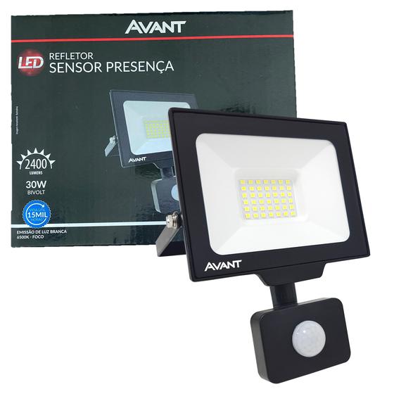 Imagem de Kit 3 Refletor Sensor Presença 30W Branco Frio 6500K Fotocelula