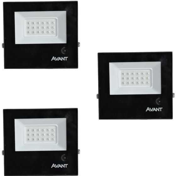 Imagem de Kit 3 Refletores de Led Luz Rgb Bivolt 30w Ip65 Preto Slim30 Avant