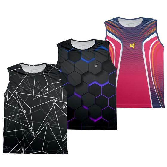 Imagem de Kit 3 Regata Masculina Esportiva Camisa Dry Academia Musculação Treino Bike Esportes