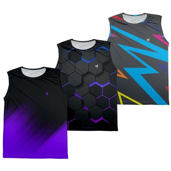 Imagem de Kit 3 Regata Masculina Fitness Esportiva Treino Musculação Dry Slim Leve e confortável