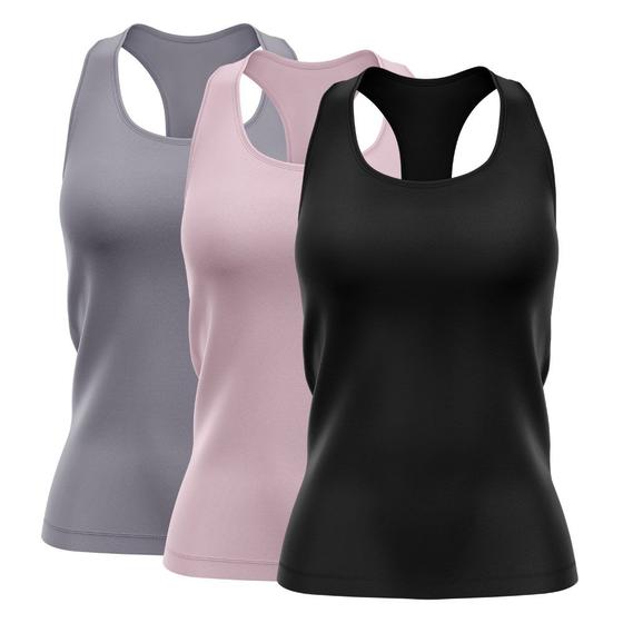 Imagem de Kit 3 Regatas Nadador Feminina Blusa Dry Academia Camiseta Camisa Treino