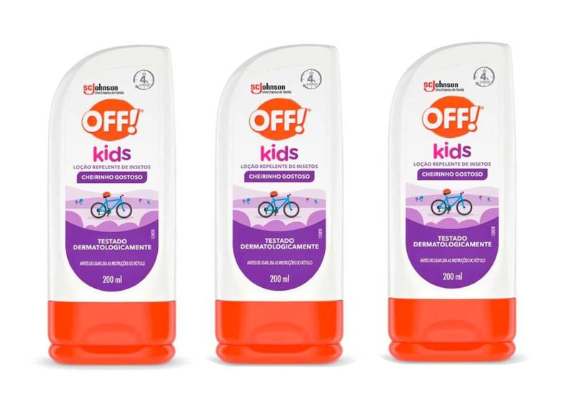 Imagem de Kit 3 Repelente De Insetos Off Kids Infantil Loção 200ml