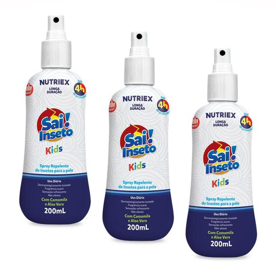 Imagem de Kit 3 Repelente Spray Sai Inseto Kids 200ml  - Nutriex