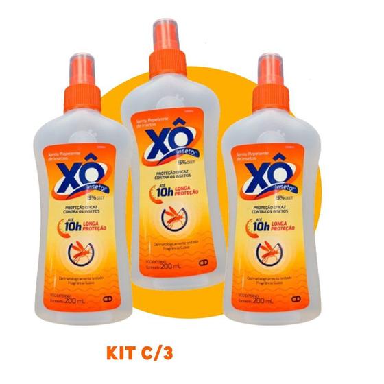 Imagem de Kit 3 Repelentes Insetos Spray Xô Inseto 15% Deet 10h 200ml