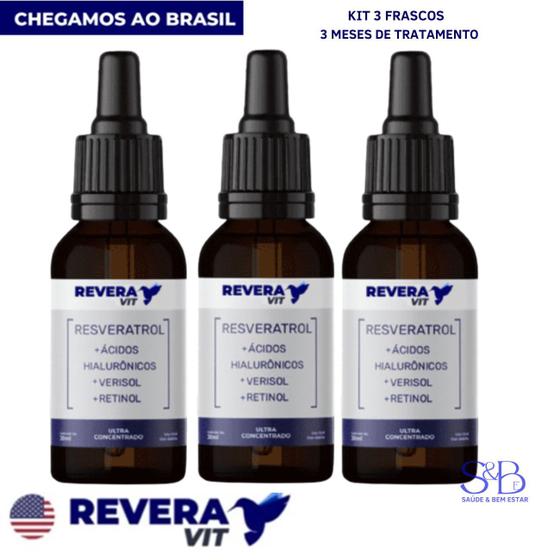 Kit 3 ReveraVit Resveratrol Americano Ácido Hialurônico Menor preço em Kit 3 ReveraVit Resveratrol Americano Ácido Hialurônico