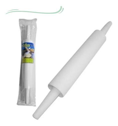 Imagem de Kit 3 Rolo Para Massa Plástico Branco E Confeiteiro Cozinha 40cm