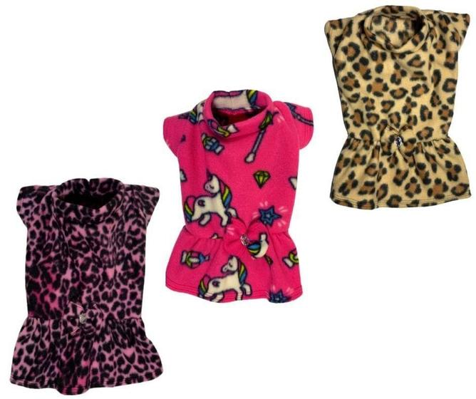 Imagem de Kit 3 Roupas De Inverno Cães E Gatos - Vestidos Soft P - 003