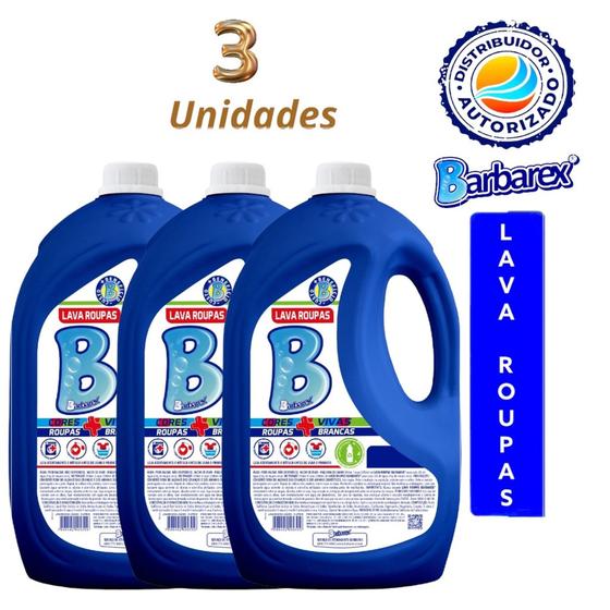 Kit 3 Sabão Liquido Lava Roupas Blue Galão 3 Litros Barbarex Menor preço em Kit 3 Sabão Liquido Lava Roupas Blue Galão 3 Litros Barbarex