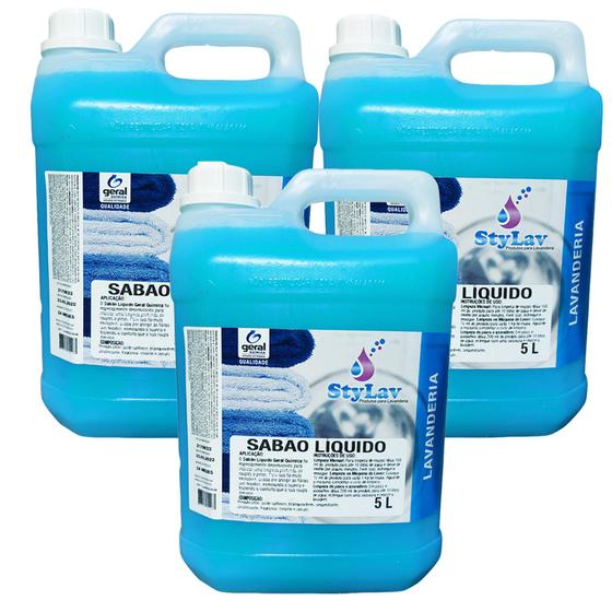 Imagem de Kit 3 Sabão Liquido Para Lavar Roupas, Tapetes E Pisos 5 Litros 