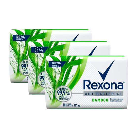 Kit 3 Sabonete em Barra Rexona Bamboo Fresh com 84g Menor preço em Kit 3 Sabonete em Barra Rexona Bamboo Fresh com 84g