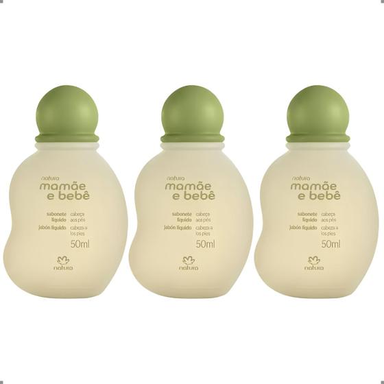 Imagem de KIT 3 Sabonete Líquido  da Cabeça aos Pés Natura Mamãe e Bebê 50mL Cada