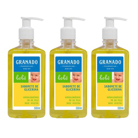 Kit 3 Sabonete Liquido Granado Neutro Tradicional Bebê 500ml - Sabonete ...