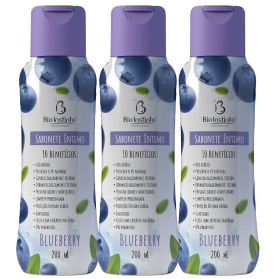 Imagem de Kit 3 Sabonete Líquido Íntimo Blueberry 200Ml - Bio Instinto