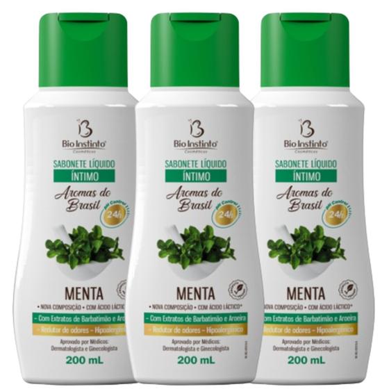 Imagem de Kit 3 Sabonete Líquido Íntimo Menta 200Ml - Bio Instinto