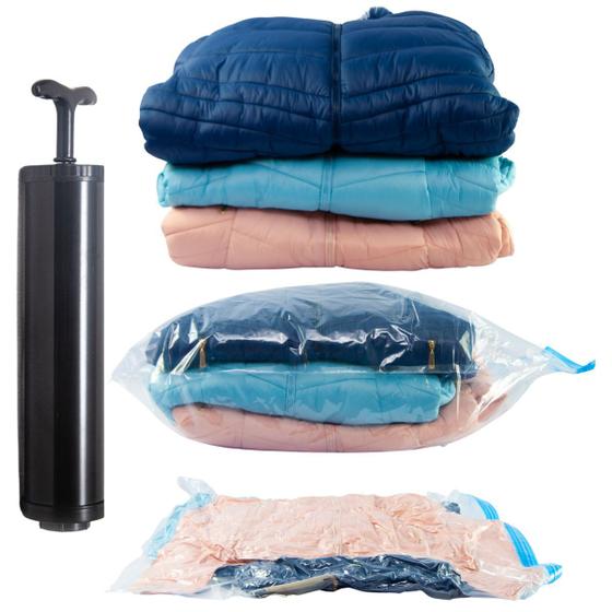 Imagem de kit 3 Saco A Vacuo Vac Bag Com Bomba 50X60cm Viagem Mala