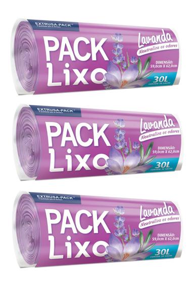 Imagem de Kit 3 Saco de Lixo Lavanda Perfumado Antiodor 30 L 90 Sacos