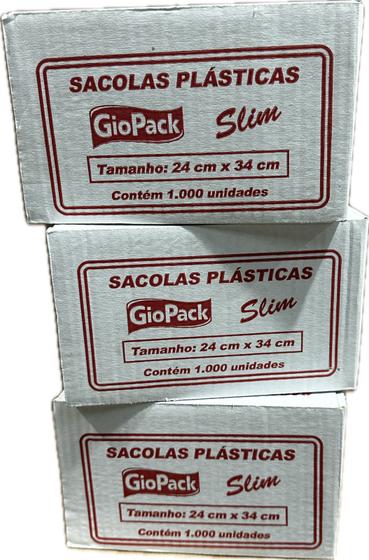 Imagem de Kit 3 sacola plástica branca 24x34 c/ 1000 un - virgem slim