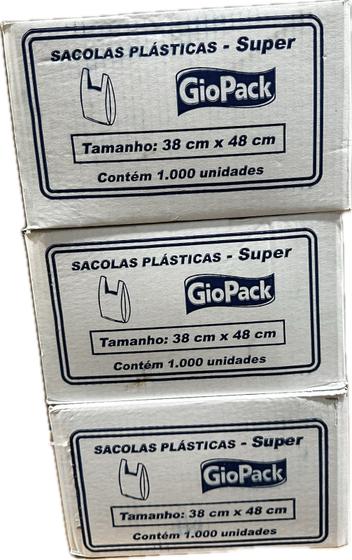 Imagem de Kit 3 sacola plástica branca 38x48 c/ 1000 un - virgem super