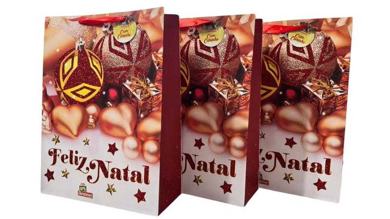 Imagem de Kit 3 sacolas  de presente natal - enfeites natalinos