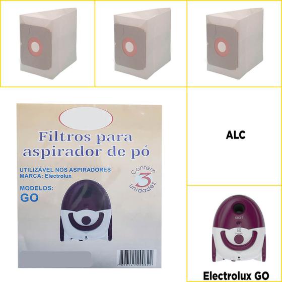Imagem de Kit 3 Sacos ALC Compatível Aspirador Pó Electrolux GO