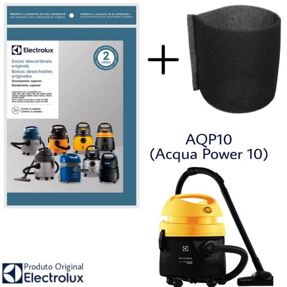 Imagem de Kit 3 Sacos Aspirador de Pó Electrolux Original + Filtro - Acqua Power 10 AQP10 (CSE10)