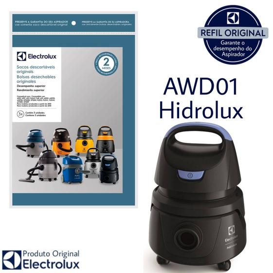 Imagem de Kit 3 Sacos Aspirador de Pó Electrolux Original - Hidrolux AWD01 (CSE10)