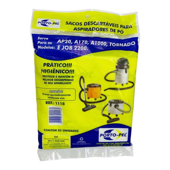 Kit 3 Sacos Aspirador de Pó Modelos Ap20 A170 A1000 Tornado Menor preço em Kit 3 Sacos Aspirador de Pó Modelos Ap20 A170 A1000 Tornado