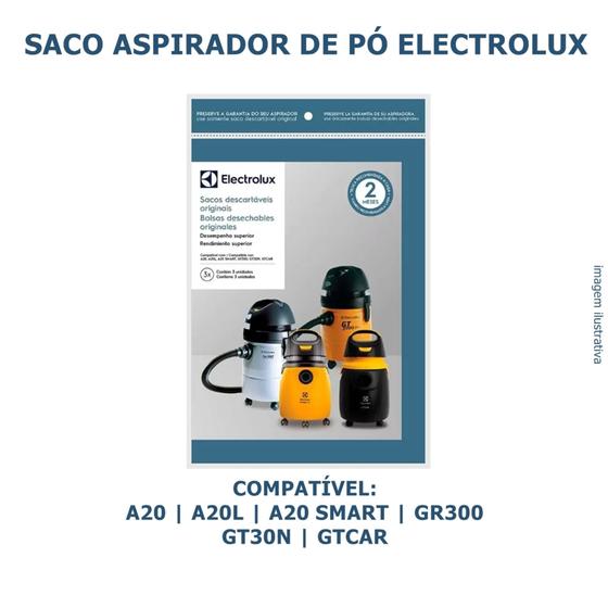 Imagem de Kit 3 Sacos de aspirador de pó Electrolux - CSE20 70035080 A20810501 Original