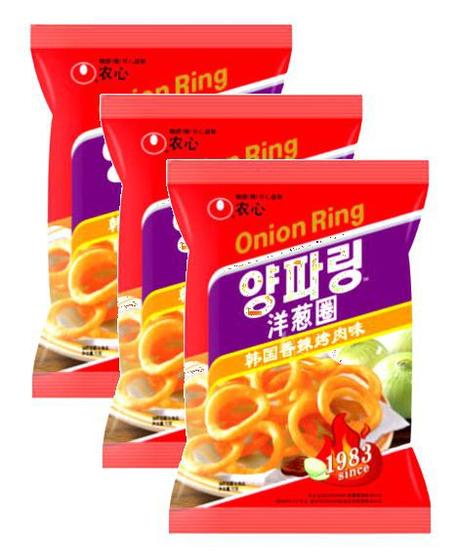 Imagem de kit 3 SALGADINHO COREANO CEBOLA HOT ONION FLAVORED RINGS 40G