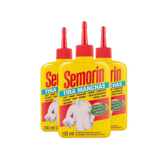 Imagem de Kit 3 Semorin Detergente Pré-Lavagem Tira Manchas 100ml Cada