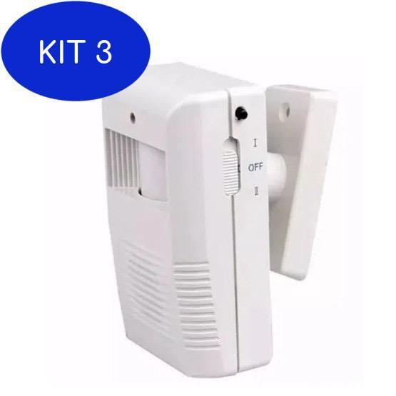 Imagem de Kit 3 Sensor Presença Campainha Sem Fio Sonoro Detector Anunciador