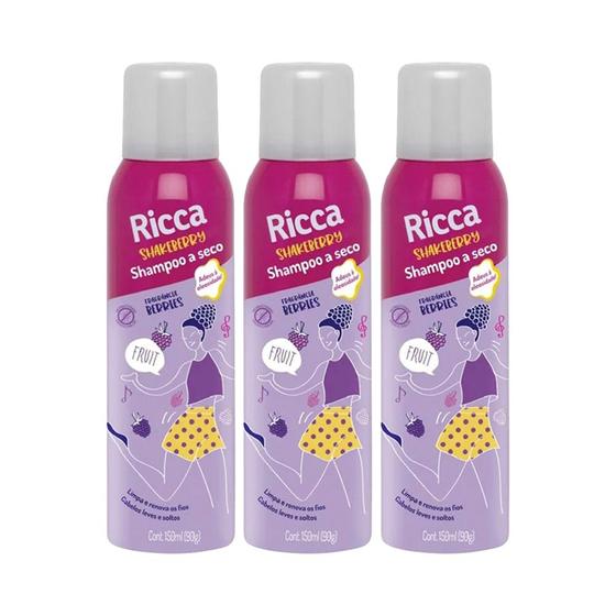 Imagem de Kit 3 Shampoo a Seco Berries Shakeberry Antioleosidade Ricca 150ml