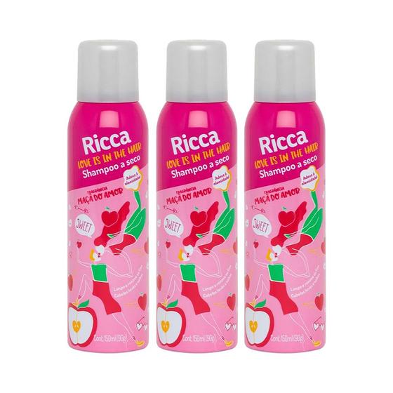 Imagem de Kit 3 Shampoo a Seco Maçã do Amor Antioleosidade Ricca 150ml