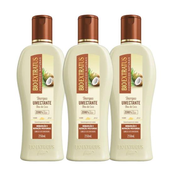 Imagem de Kit 3 Shampoo Cabelos Desidratados Umectante 250 ML Bio Extratus