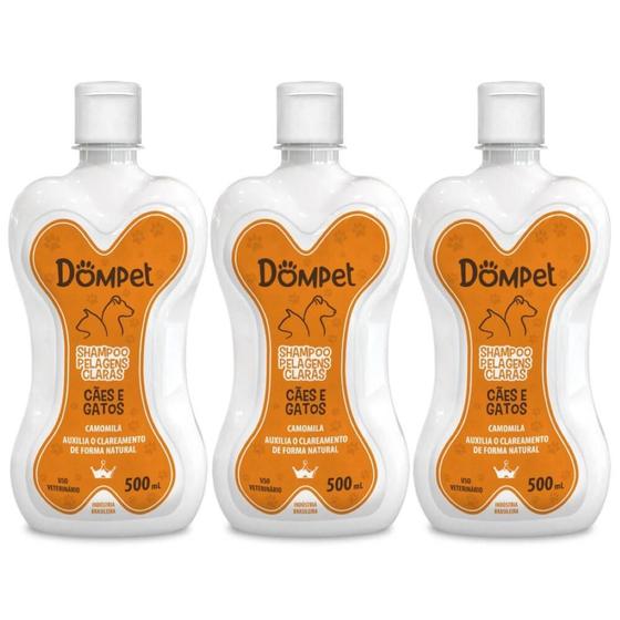 Imagem de Kit 3 Shampoo Cães E Gatos Pelagens Claras Dompet - 500Ml