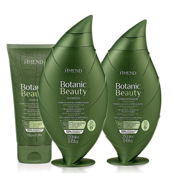 Imagem de Kit 3 Shampoo Condicionador Leave-in Botanic Beauty Amend