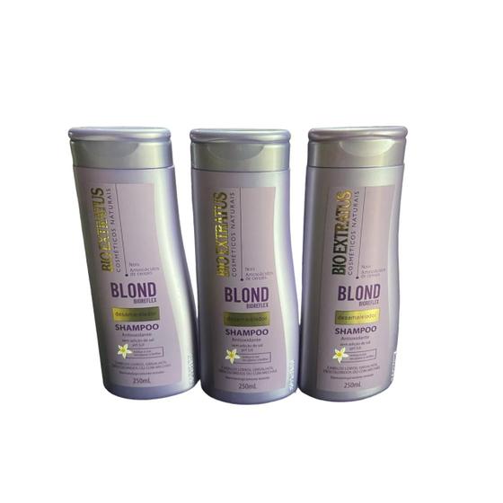 Imagem de Kit 3 Shampoo Desamarelador Blond Bioreflex 250 ML Bio Extratus