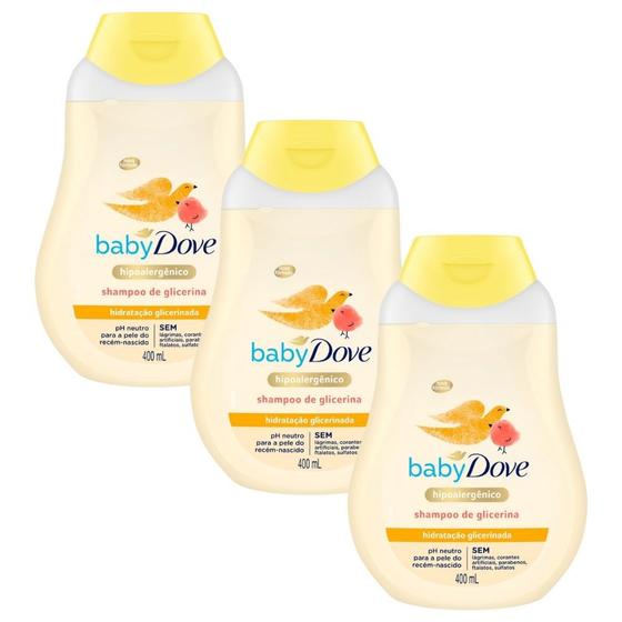 Imagem de Kit 3 Shampoo Dove Baby Hidratação Glicerinada 400ml