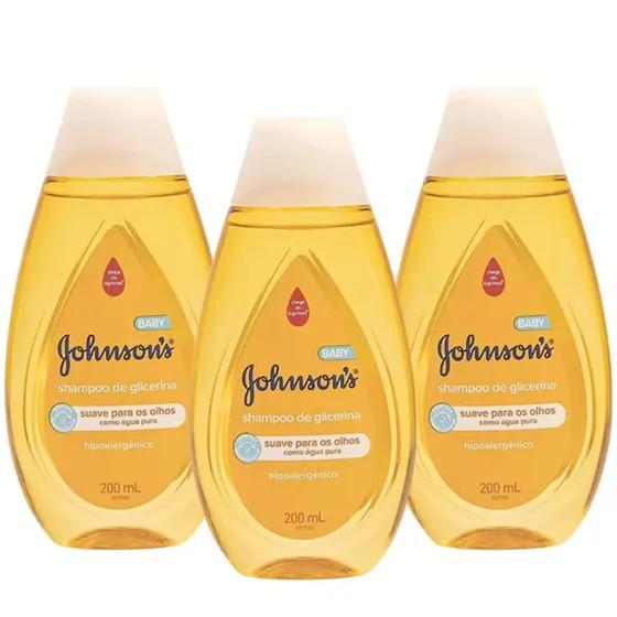 Imagem de Kit 3 Shampoo Infantil Johnsons Baby Gold - 200ml