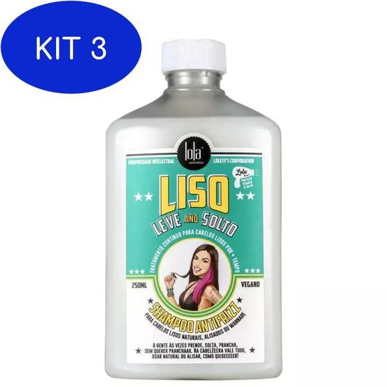 Kit 3 Shampoo Lola Cosmetics Liso, Leve E Solto Anti Frizz 250ml ...