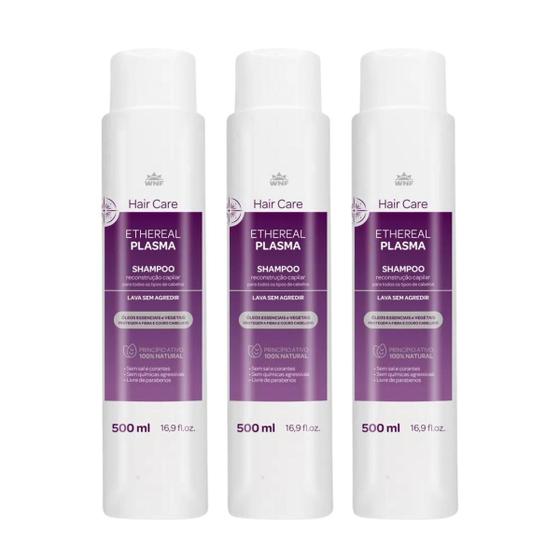 Imagem de Kit 3 Shampoo Natural Hair Care Ethereal Plasma 500ml WNF