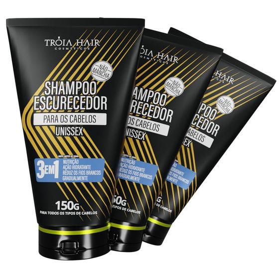 Imagem de Kit 3 Shampoos Escurecedor Troia Hair Grisalhos - Unissex