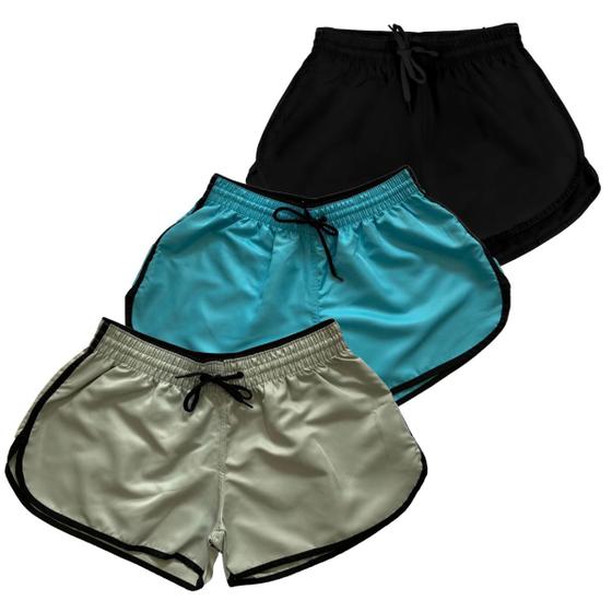 Imagem de Kit 3 Short de Tactel Feminino Moda Praia Liso