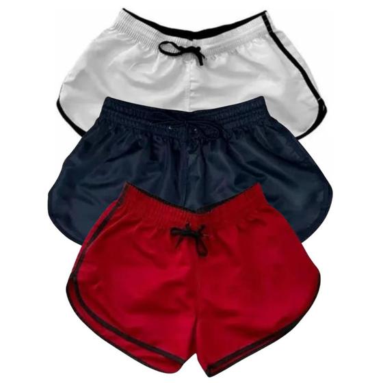 Imagem de Kit 3 Short Feminino Tactel Liso Moda Praia Bermudinha Verão