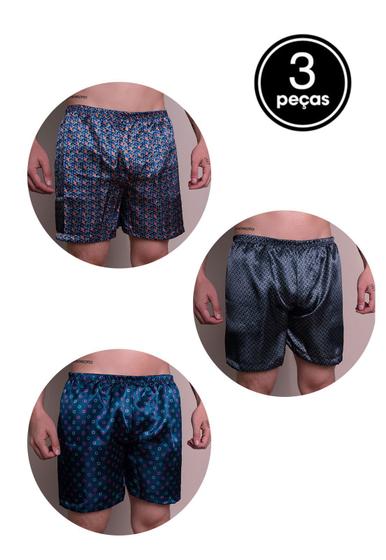 Kit 3 Short Samba Canção Vekyo Cueca Adulto Cetim Seda Pijama Menor preço em Kit 3 Short Samba Canção Vekyo Cueca Adulto Cetim Seda Pijama