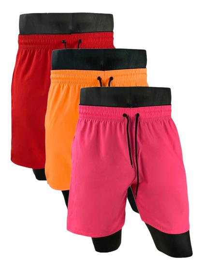 Imagem de KIT 3 Shorts/Bermudas masculino tactel com elastano moda praia academia futbal secagen rapido