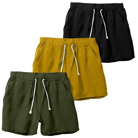 Imagem de Kit 3 Shorts Linho De Qualidade Premium Bermuda Masculina Moda Praia Luxo