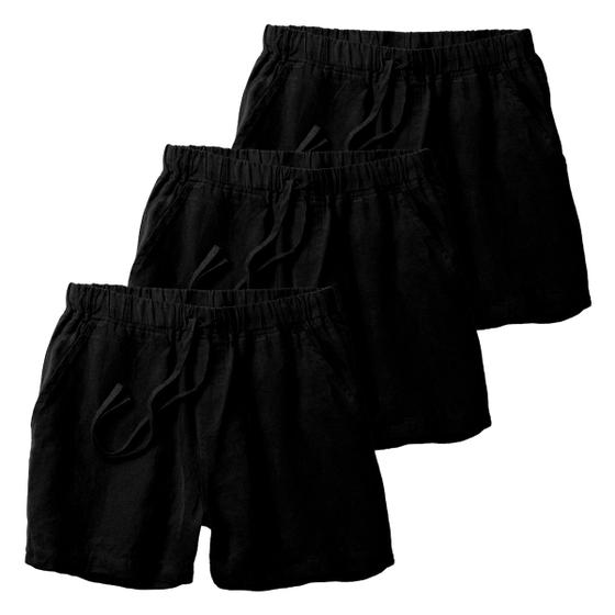 Imagem de Kit 3 Shorts Linho Premium Bermuda Masculina Moda Praia Luxo